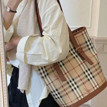 New Bucket Shoulder Handbag Fashion Versatile Classic Check Women's Bag 1024031513