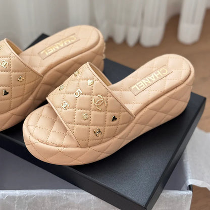 Luxury plaid versatile thick sole slope and cool mop 1024070911