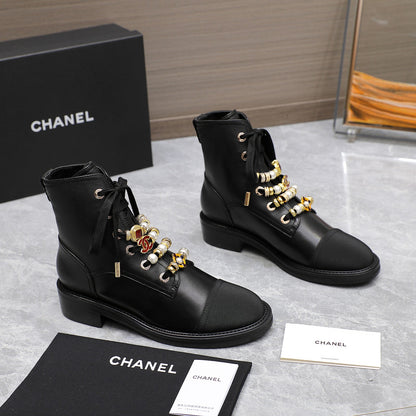 CNL24 new Martin boots decorated with double C pearl gem heavy metal buckle 0724090503