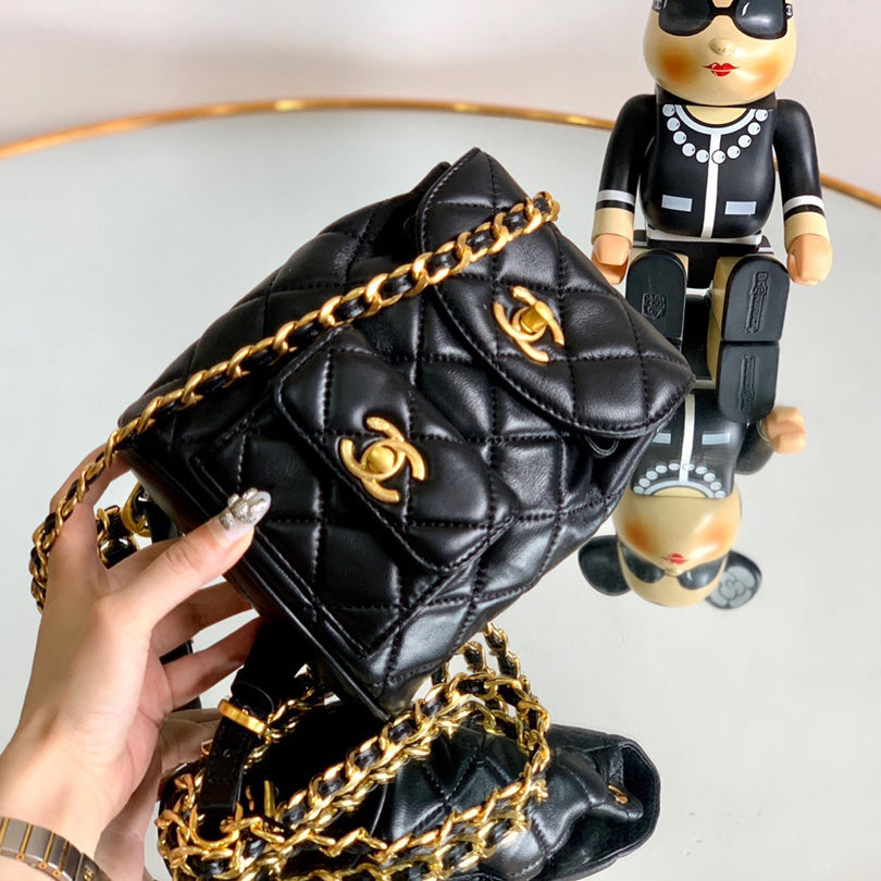 Vintage  Backpack-Gold-tone Metal-2 Sizes