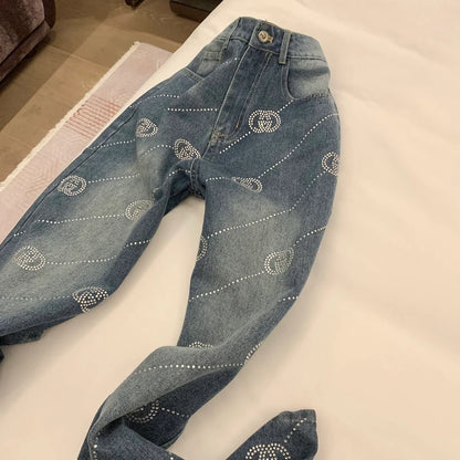 New style fashionable rhinestone straight jeans 1024022302