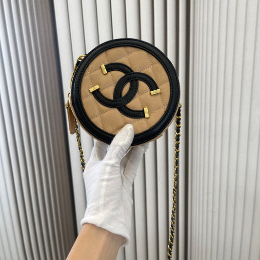 Brown Retro Small Round Cake Bag WLFBG23021722