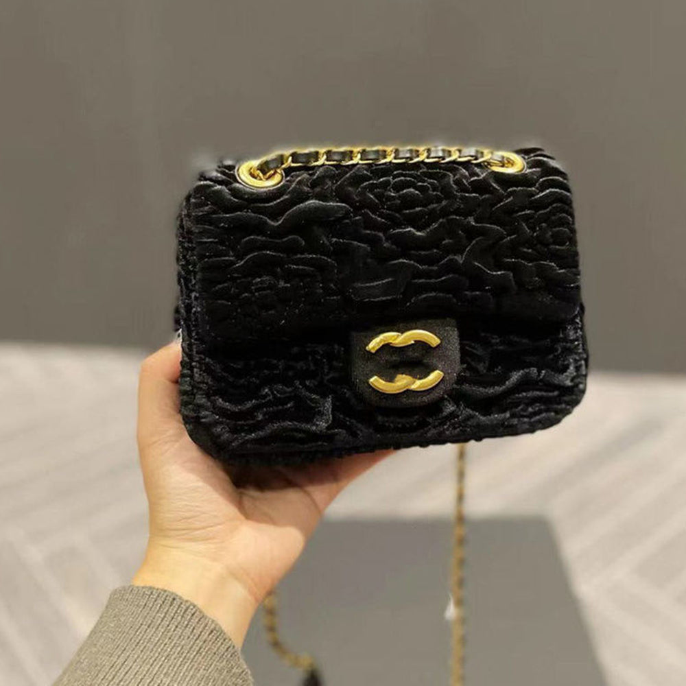 Camellia Flower Velvet Fashion Bag PD10061428