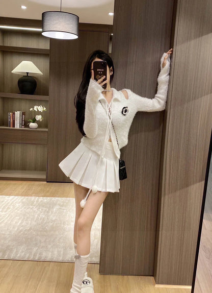 CHA Camellia Mink Fur Ball Strap Sweater 0724012303