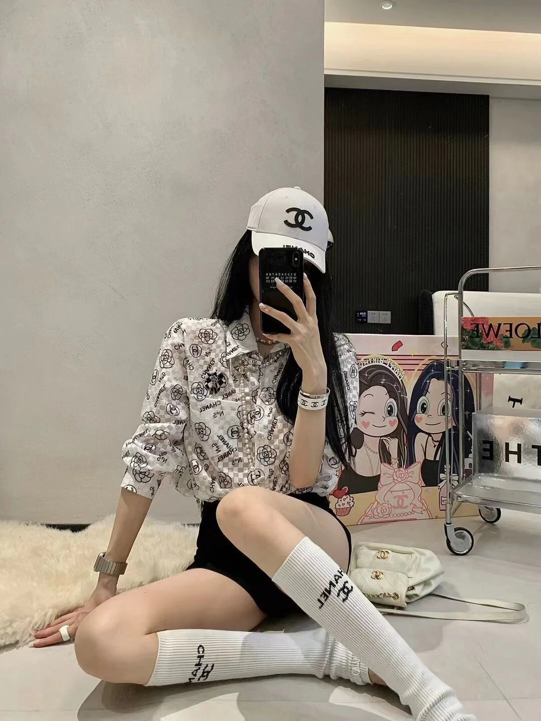 New Arrival Rhombic Printed All-Match Casual Long-Sleeved Sunscreen Shirt 1024041107