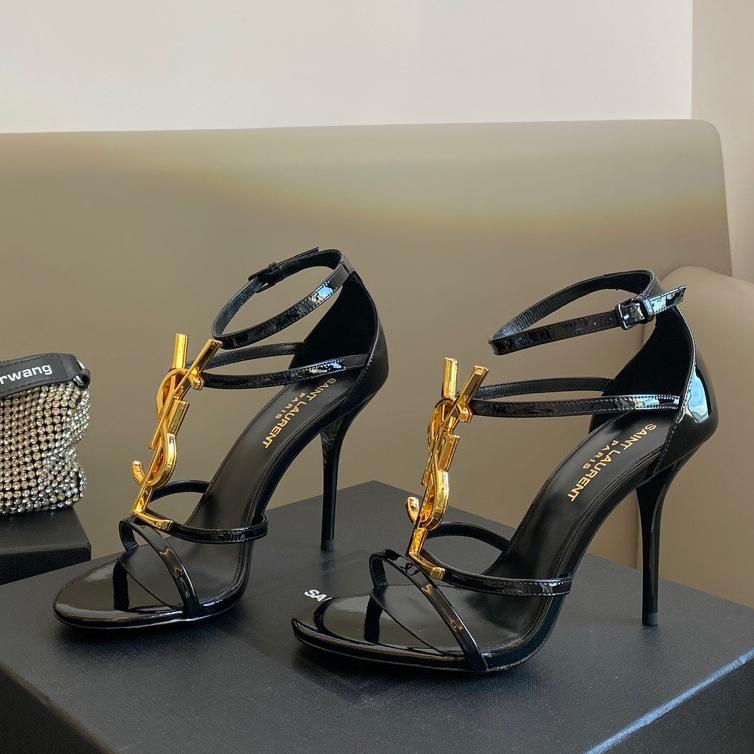 Summer New Genuine Leather Stiletto With Socialite Letter Buckle High-heeled ShoesPD05202412406