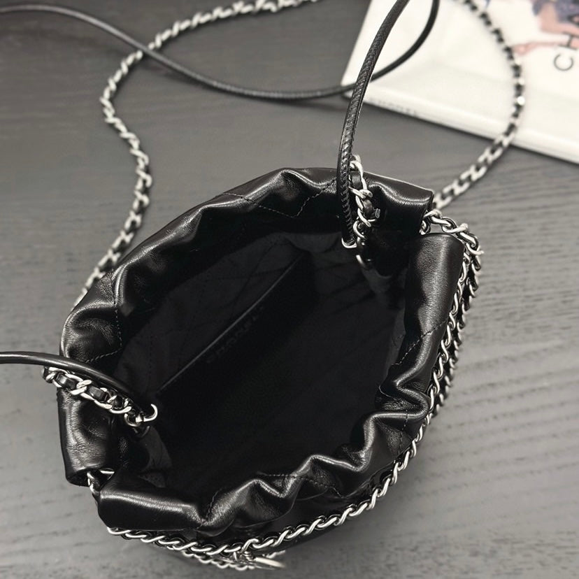 New black and silver gradient plaid bag 071