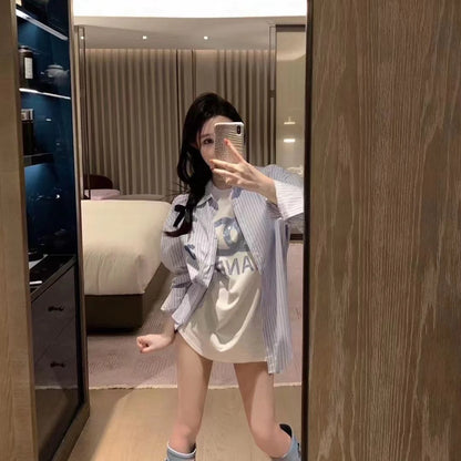 New Design Sense Hong Kong Style Loose Casual Long Sleeve Shirt Elegant Women's TopPD05202412203