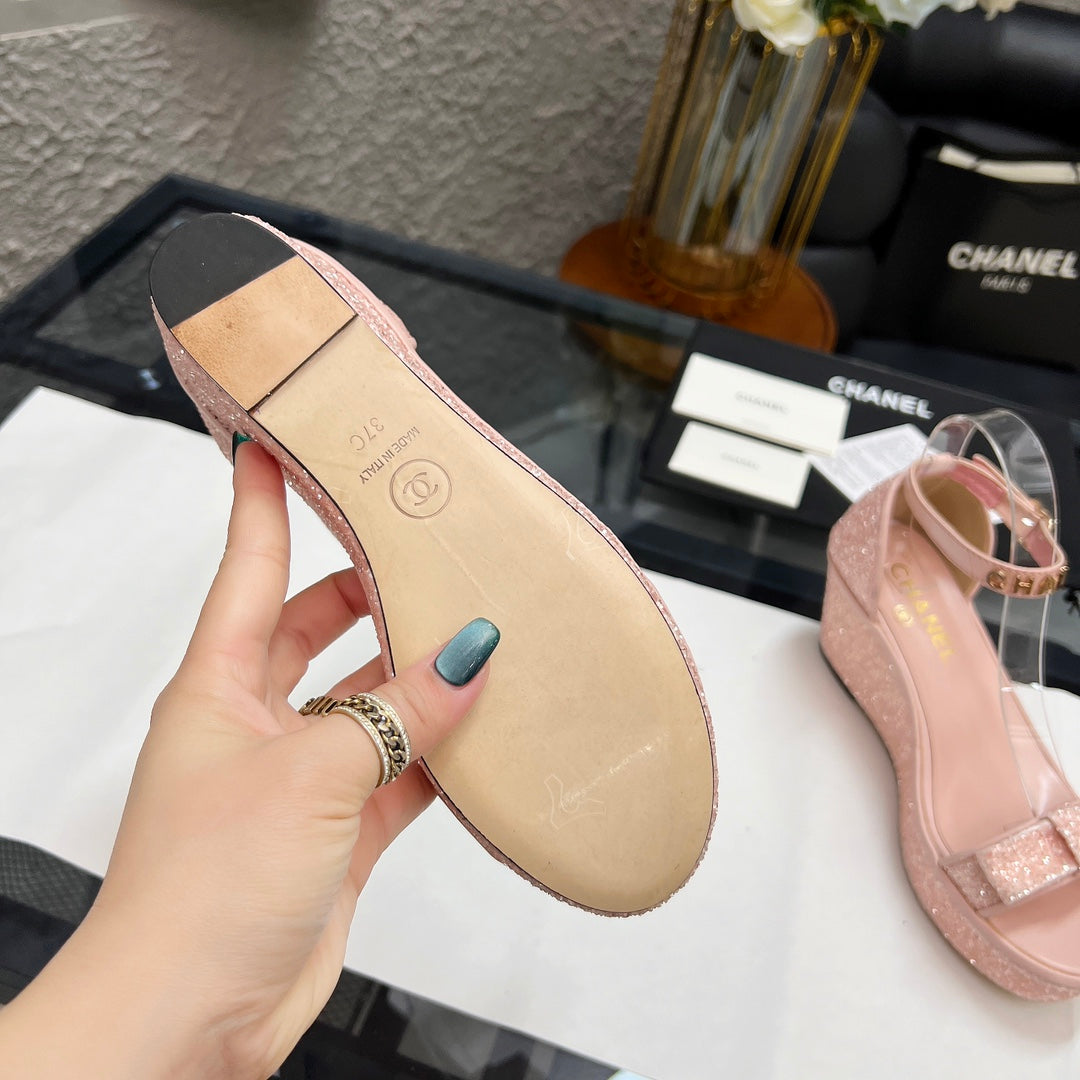 Chane1 top fashion thick sole sequined sandals 0724030815