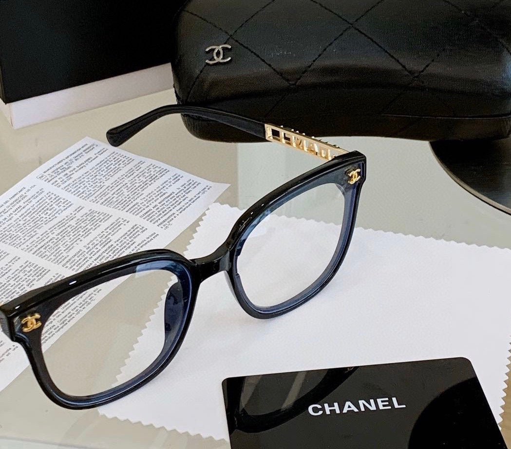 Transparent plain hollow gold label glasses XC0823101909