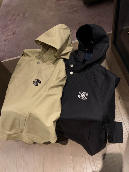 hooded silhouette trench coat XC0823092726