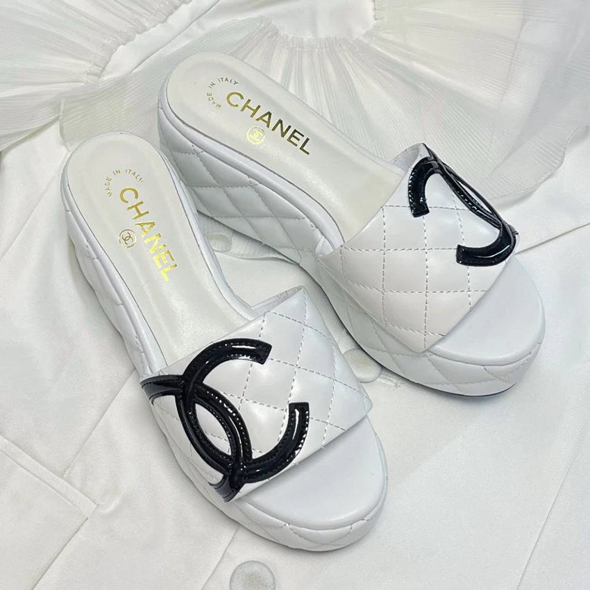 New style diamond grid thick sole sponge cake slope heel sandals 1024062802