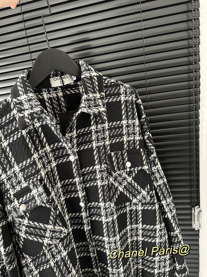 Plaid small fragrant style woven jacket thick coat XC0823092724