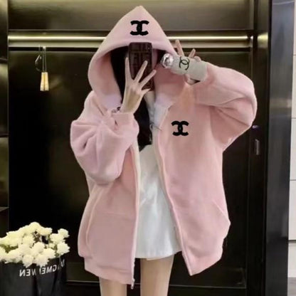 Classic Velvet Large Sweatshirt Jacket 0823120405