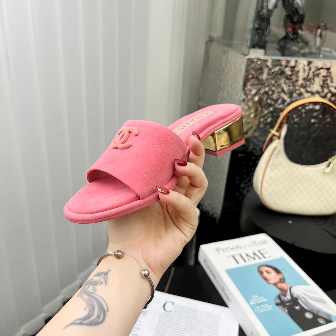 Chane1 top fashion low heel suede slippers 0724030809
