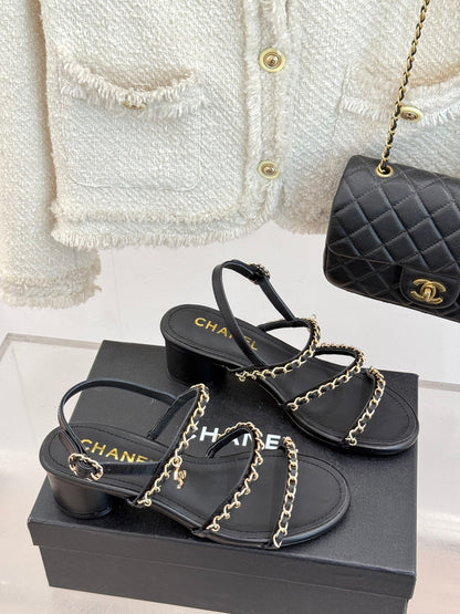 CNL Double C chain thick heel sandals 0725042807