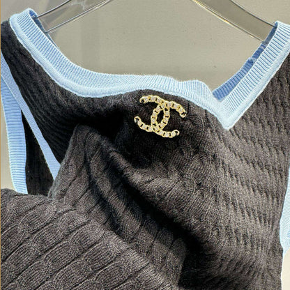 CH new twist knitted vest with contrasting colors fb0424091108