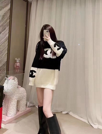 Trendy contrast color sweater XC0823103004