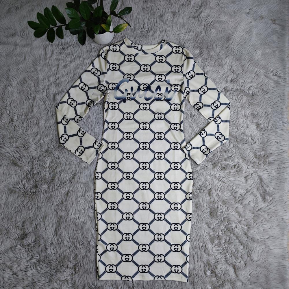 Sexy printed slim fit hip-hugging dress XC0823110101