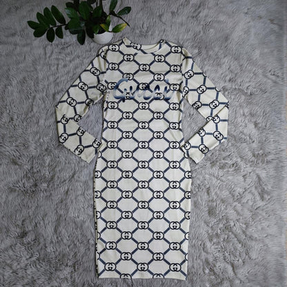 Sexy printed slim fit hip-hugging dress XC0823110101
