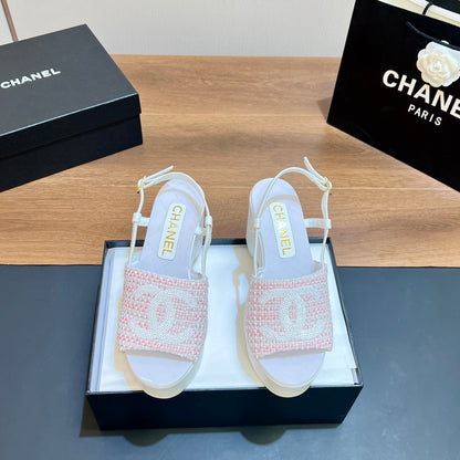 CNL thick-soled colorblock high-heeled sandals 0724042702