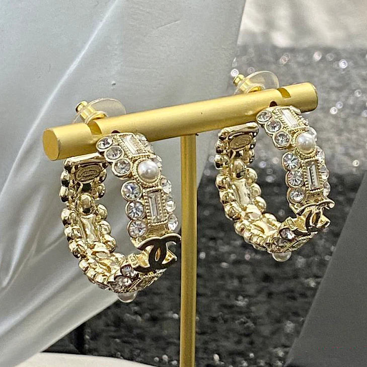 Gorgeous Diamond Double C Earrings 1025012228