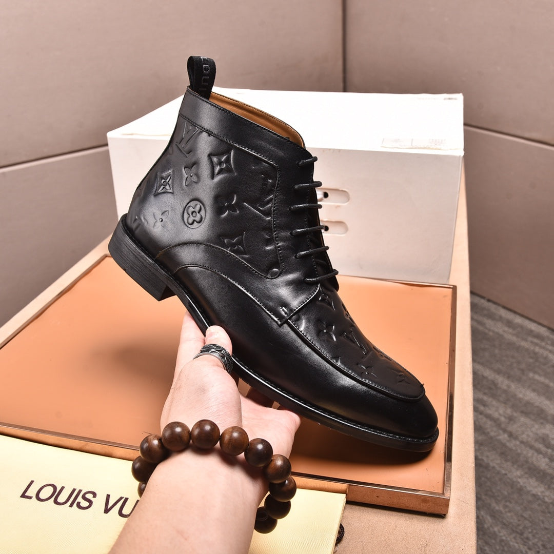 LVV high-top printed business leather shoes 0724120515