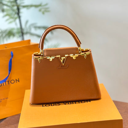 New Capucines Metallic Flower Trim Handbag 1824042604