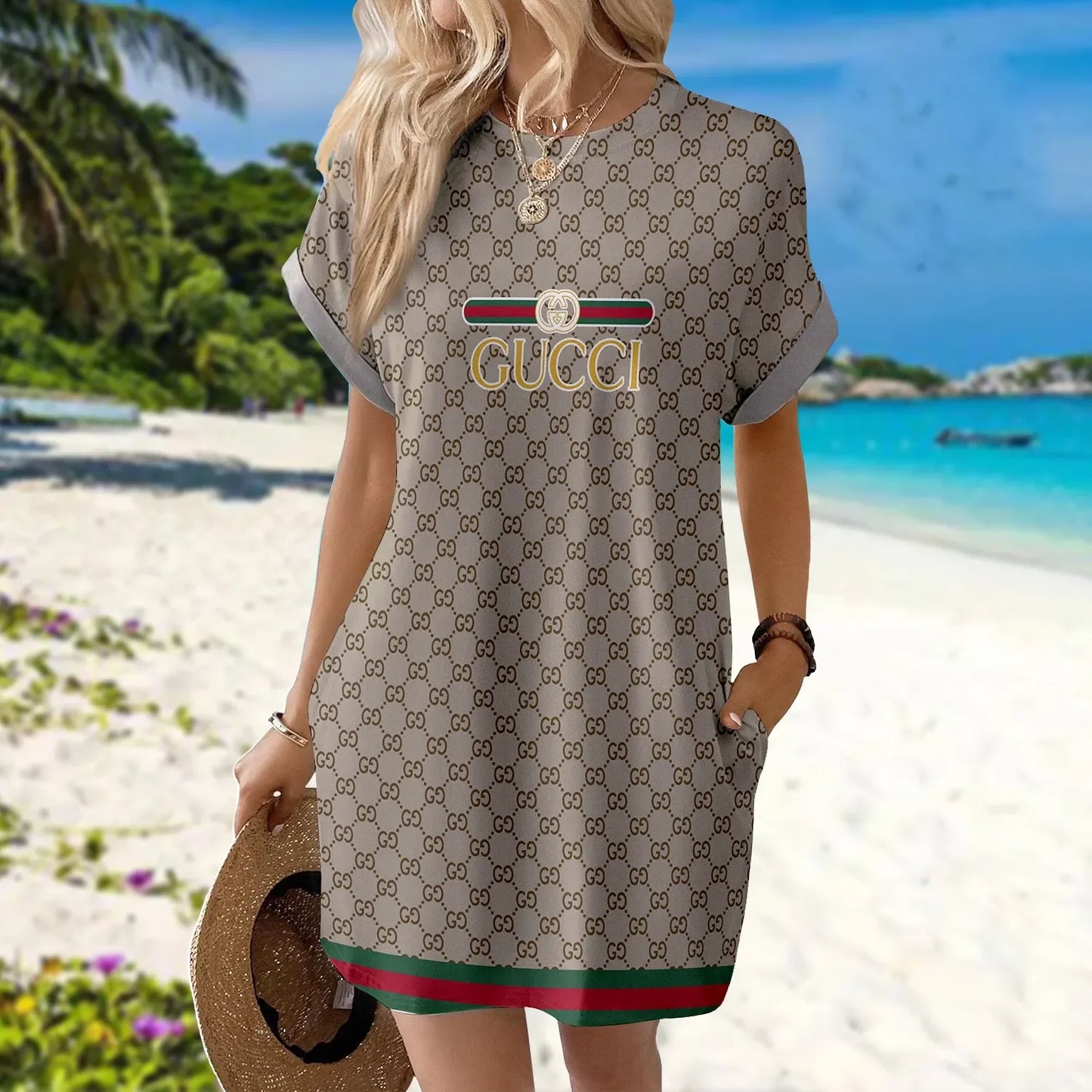 Premium Short Sleeve Pocket Dress 3D1025030417