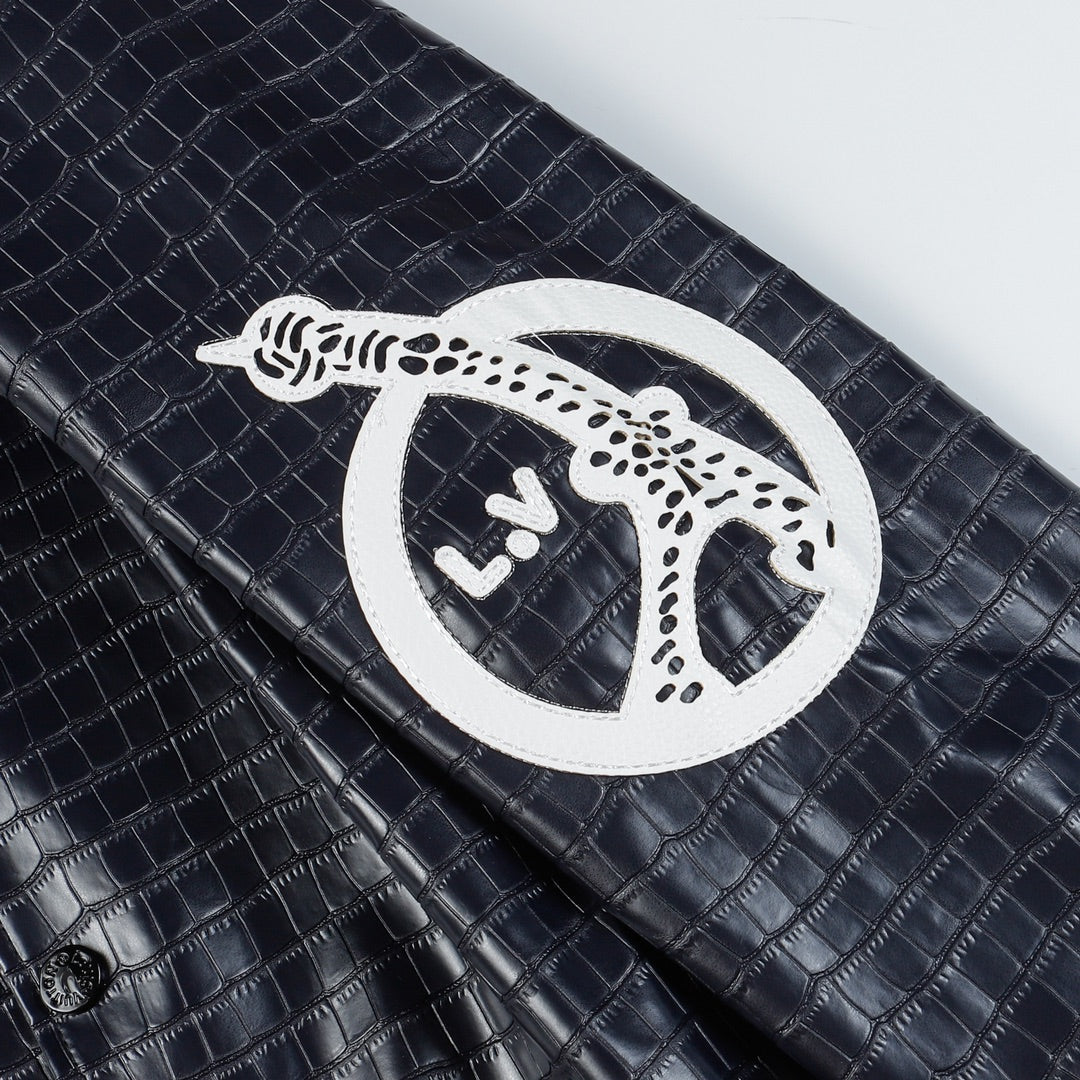 Embroidered Leather Baseball Jacket 1025092514