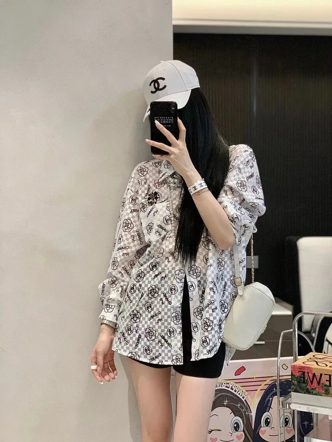 New Arrival Rhombic Printed All-Match Casual Long-Sleeved Sunscreen Shirt 1024041107