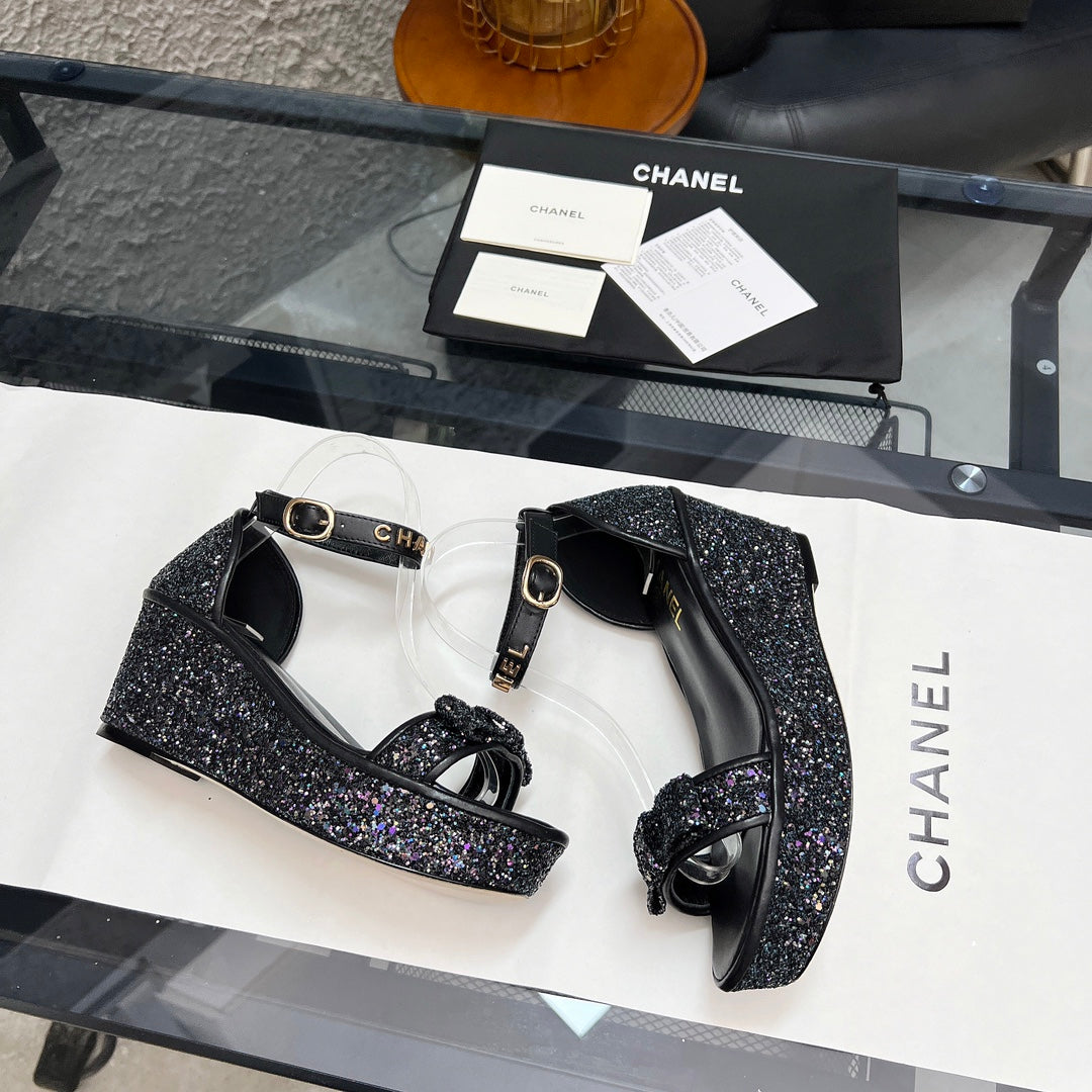 Chane1 top fashion thick sole sequined sandals 0724030815
