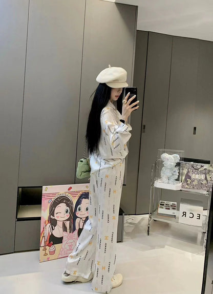 Premium Satin Print Shirt Trousers Suit 1024050910