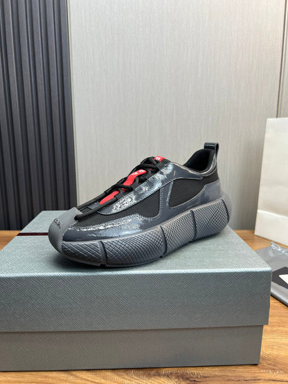 PR patent leather and mesh lace-up sneakers 0724111901