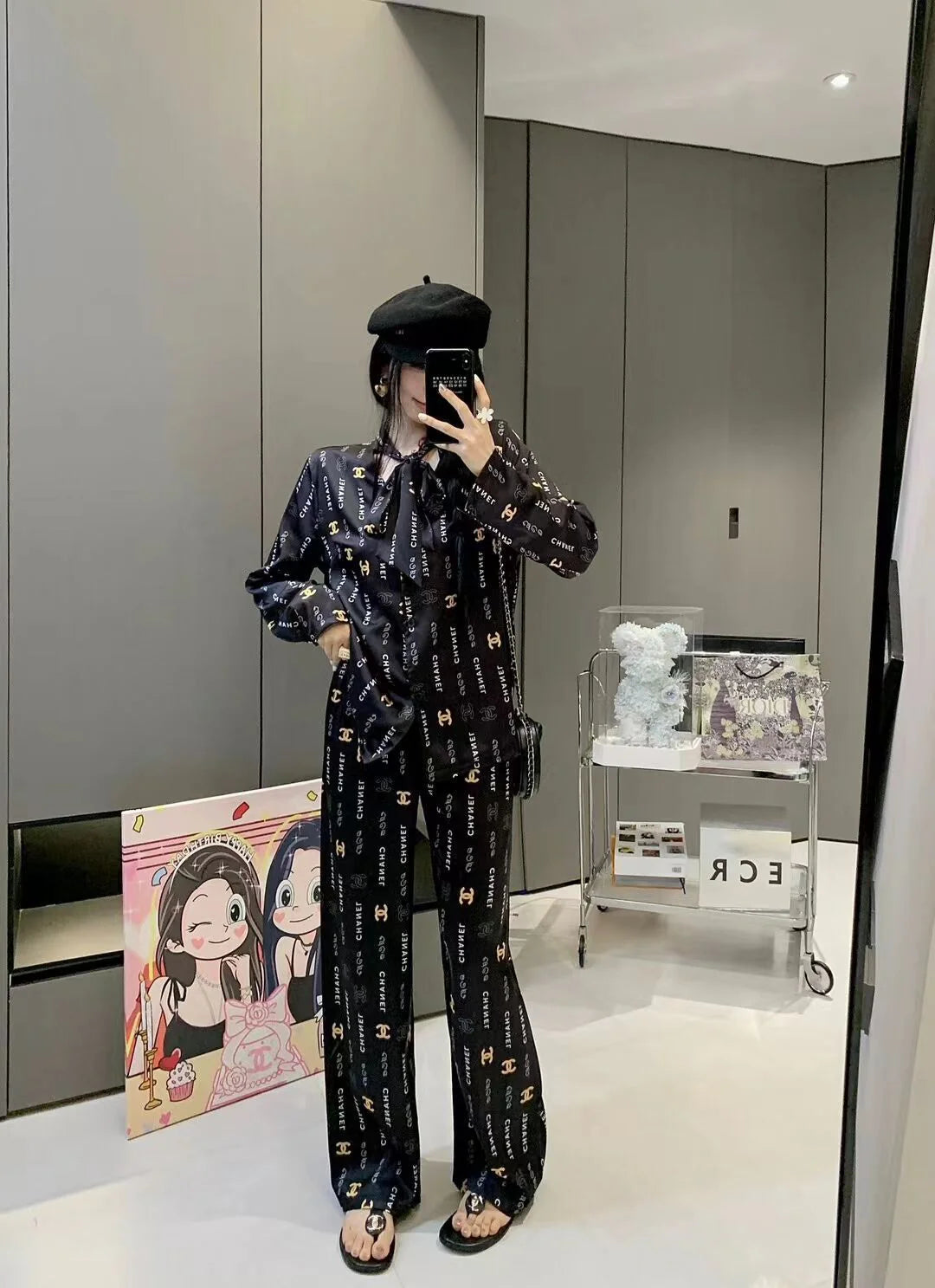 Premium Satin Print Shirt Trousers Suit 1024050910