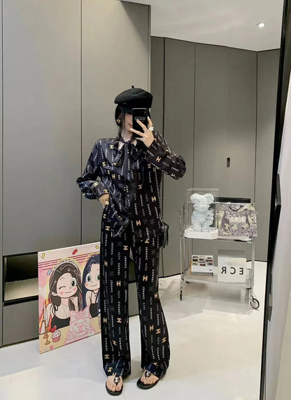 Premium Satin Print Shirt Trousers Suit 1024050910