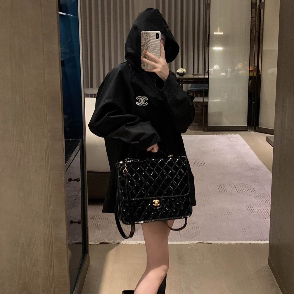 hooded silhouette trench coat XC0823092726