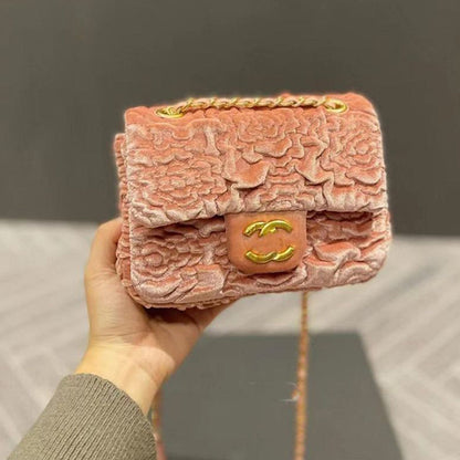 Camellia Flower Velvet Fashion Bag PD10061428