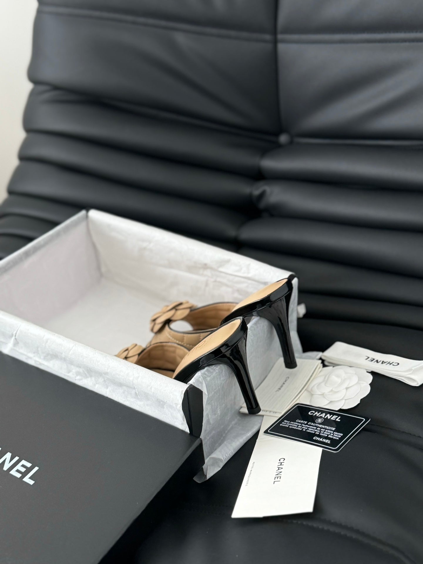 CNL 24SS camellia high heel slippers 0724042708