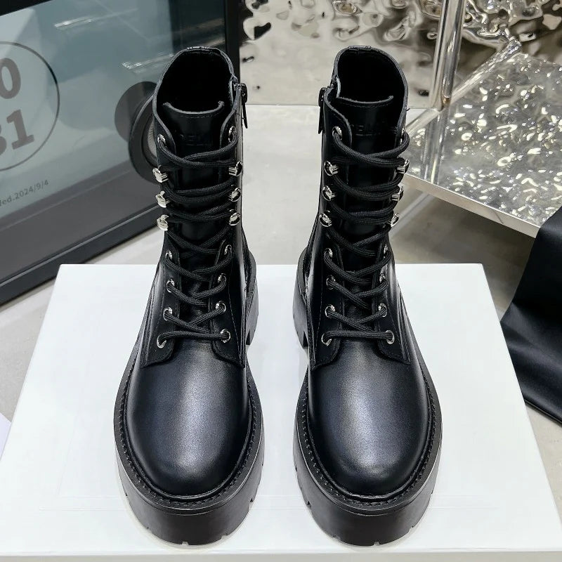 Thick soled leather boots 10CG24092606