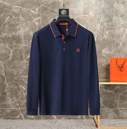 HMS fashion men's stand collar polo long sleeve 0725092903