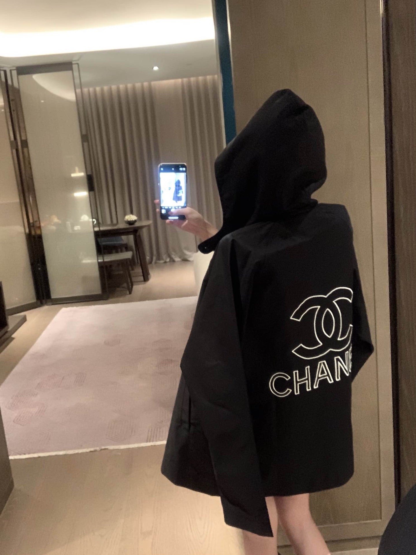 hooded silhouette trench coat XC0823092726