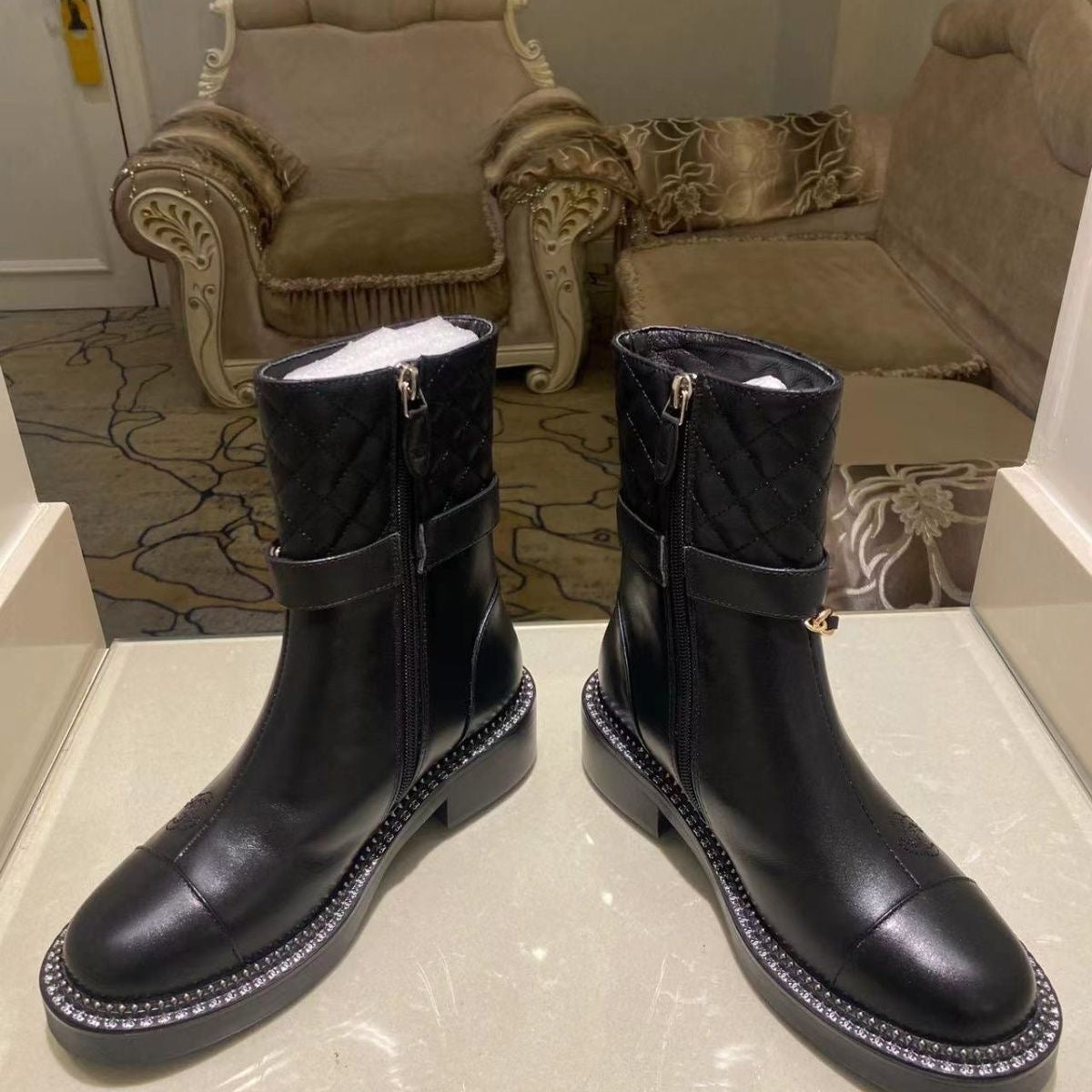 CNL rhombus metal chain boots 1824092702