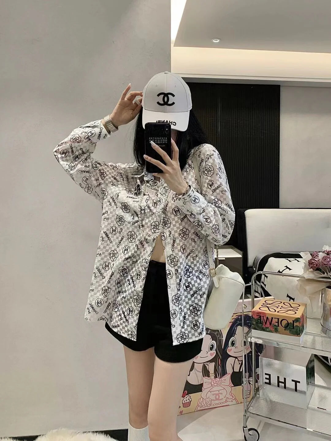 New Arrival Rhombic Printed All-Match Casual Long-Sleeved Sunscreen Shirt 1024041107