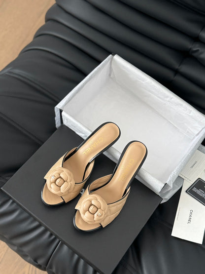 CNL 24SS camellia high heel slippers 0724042708