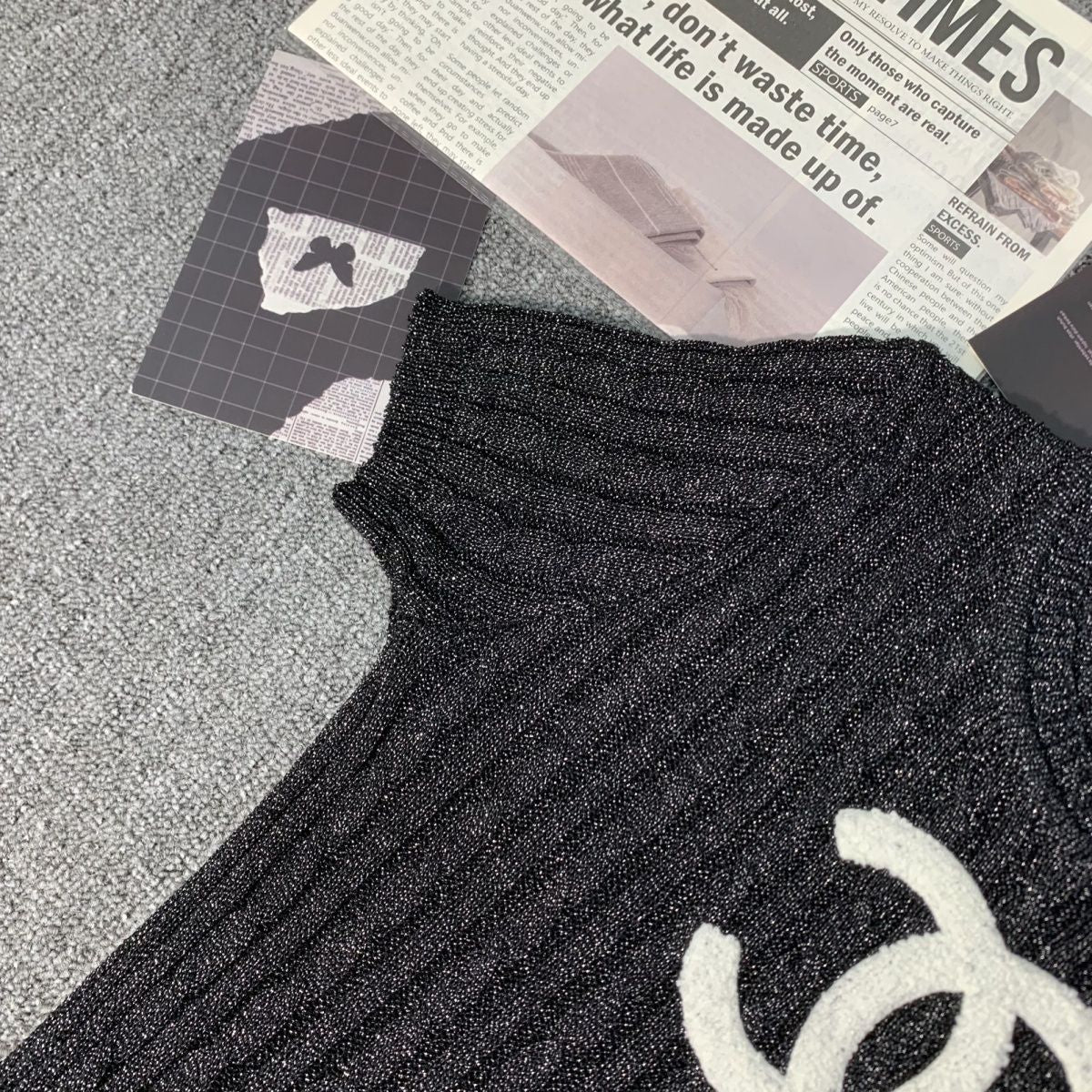 New Embroidered Crewneck Sweater Women's Short-sleeved 1024032511