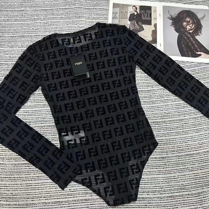 Fashionable Print Mesh Slim-Fit Base Jumpsuit 1024032130