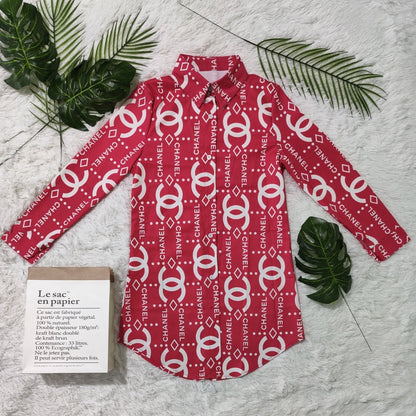 Fashionable half open shirt collar dress PD10052501