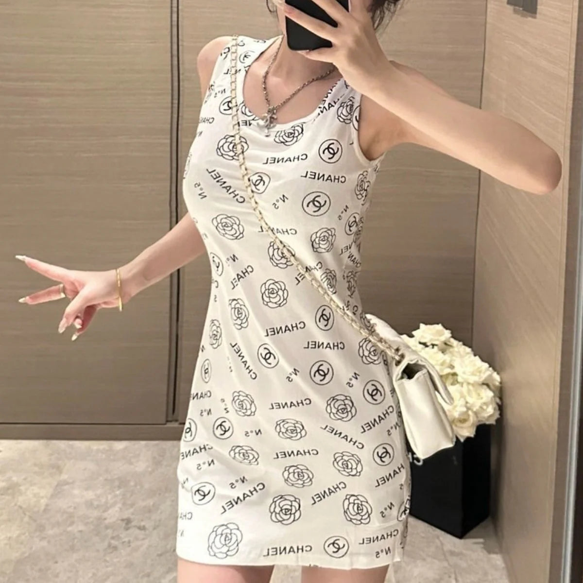 New Printed Dress Hot Girl Knitted Sexy Skirt 1024070316