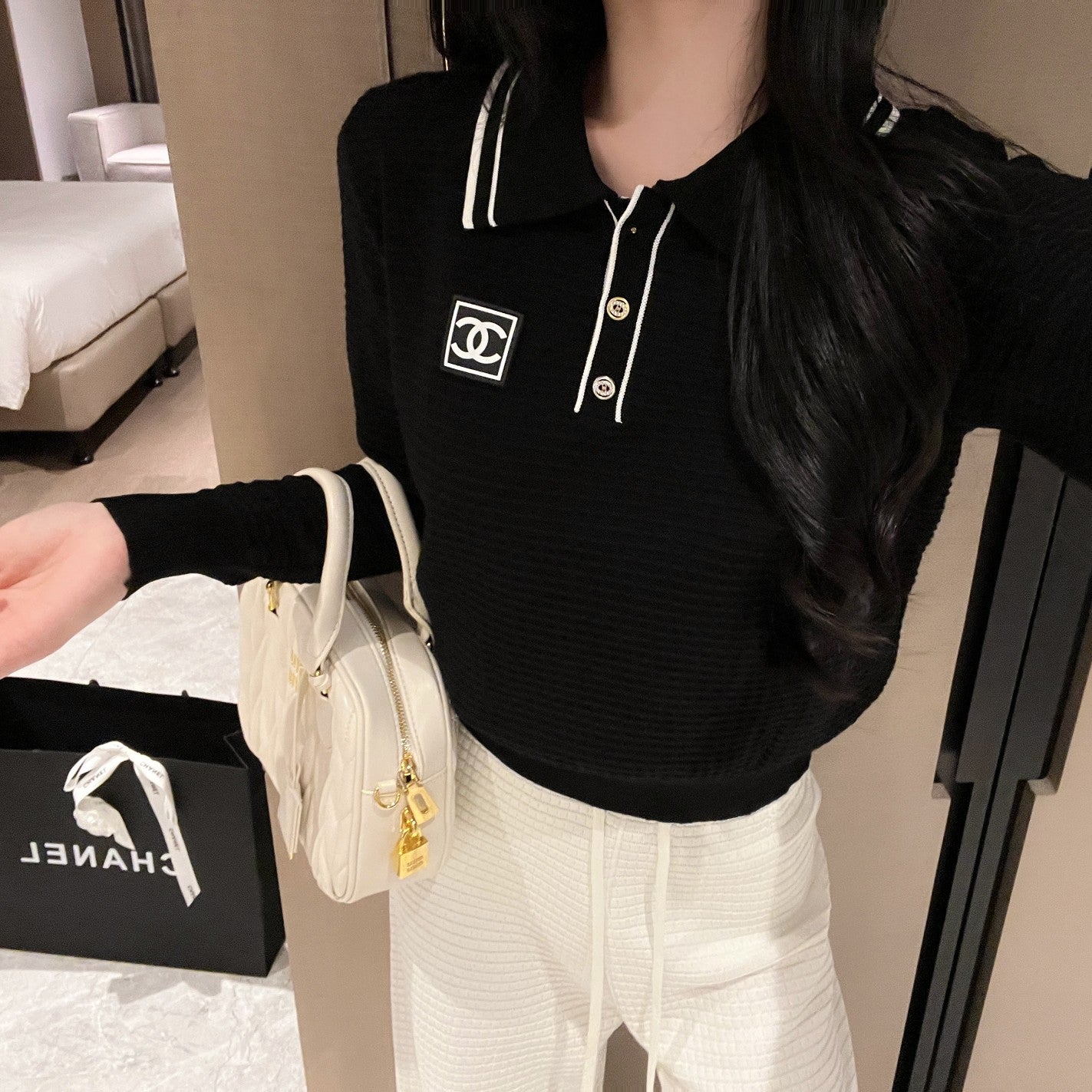 CNL Stand collar knitted long sleeve sweater 0724090303